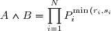 A\wedge B = \displaystyle \prod_{i=1}^{N} P_i^{\min{(r_i,s_i)}}